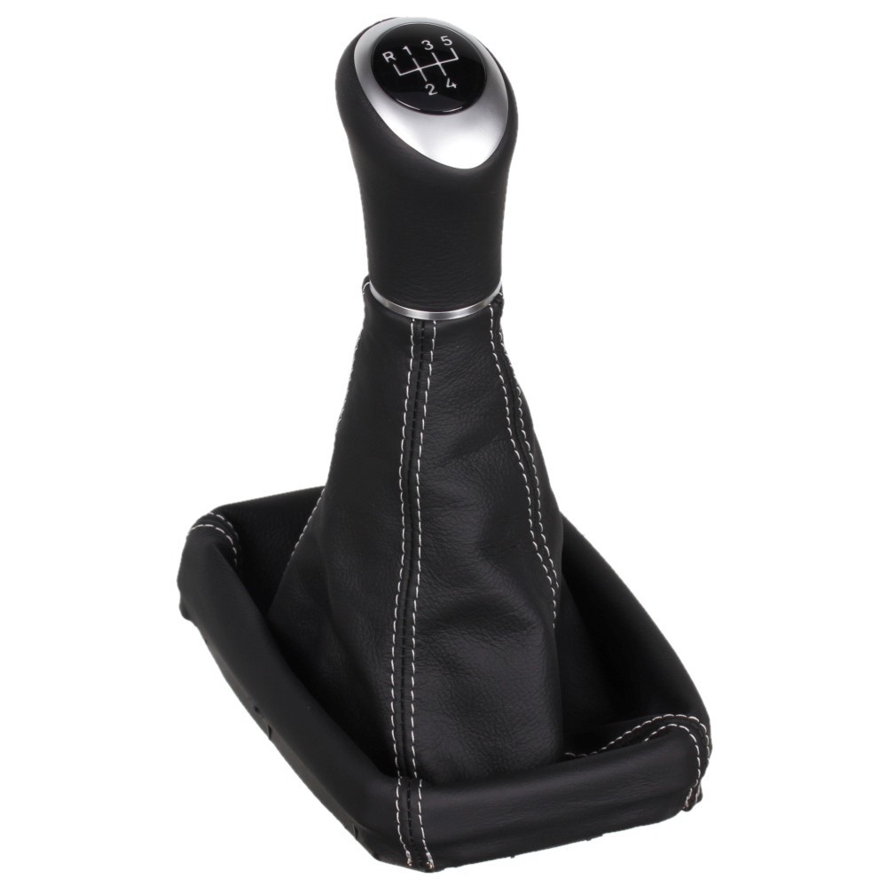 Cuffia Leva Cambio In Vera Pelle Per Opel Corsa C (2000-2006) - Colore Nero/Rosso, Fatta A Mano In UE - 4
