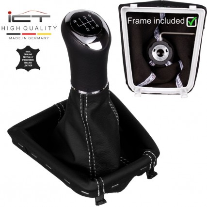 ict pomello del cambio con cuciture grigie Skoda Superb 2 RS Typ 3T Facelift