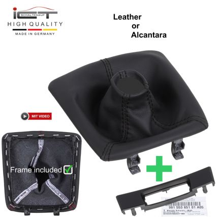 Porsche PDK Boxster Cayman Spyder 718 911 991 981 pomo de la palanca de cambios de cuero funda marco de montaje