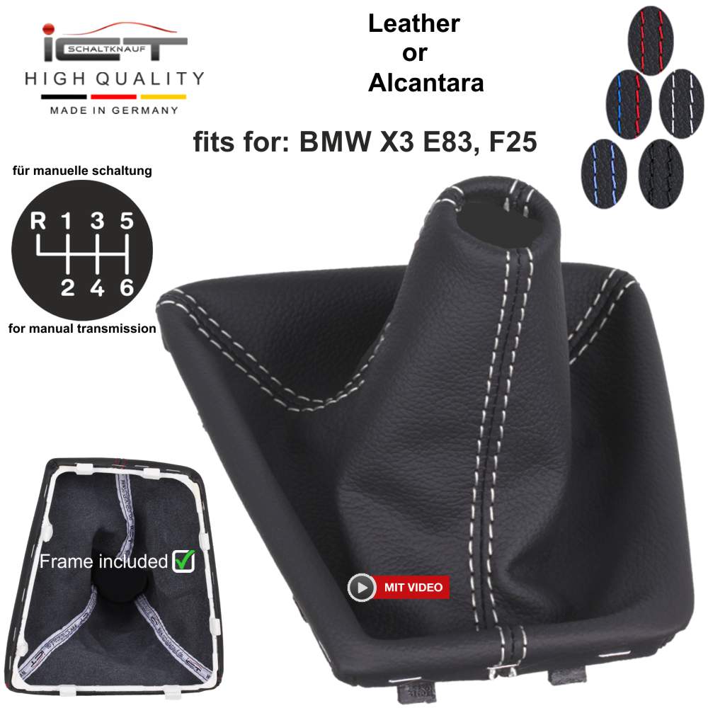 BMW Série X X3 E83 F25 (2004-2017) manopla de câmbio Alcantara couro coifa