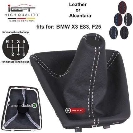 BMW Série X X3 E83 F25 (2004-2017) manopla de câmbio Alcantara couro coifa BMW Série X X3 E83 F25 (2004-2017) manopla de câmbio Alcantara couro coifa