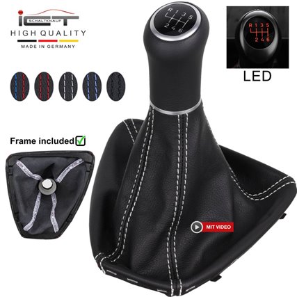 BMW Serie 3 E90 E91 E92 E93 (2005-2013) Short / Corto pomello del cambio pelle e cuffia con telaio di montaggio