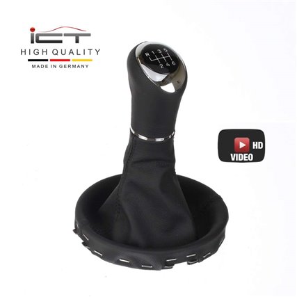 ict pomello del cambio con cuciture nere VW Bus T5 2003–2015 Transporter Caravelle Multivan California