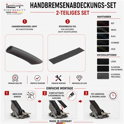 Replacement Handbrake Cover Kit Leather Alcantara® for Porsche 911 997 Boxster Cayman 987 GT3 Carrera 4S